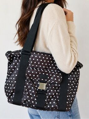 Lauren Ralph Lauren Black and White Polka Dot Tote 2005 Vintage Y2K
